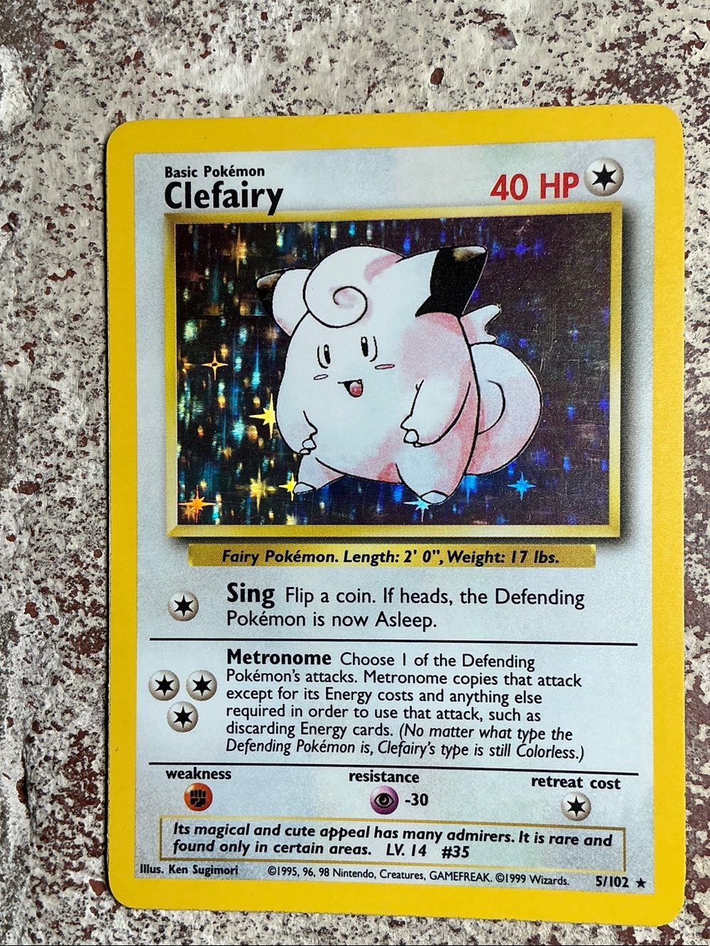 Clefairy Holographic Pokémon Card - Pink & Yellow
